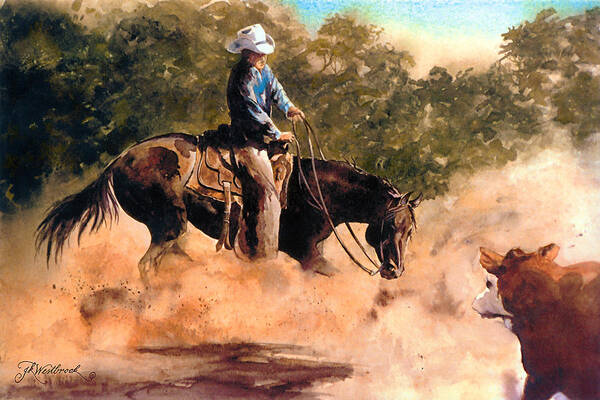 Cowboy Art Art Print featuring the painting Cutter at Work by Jill Westbrook