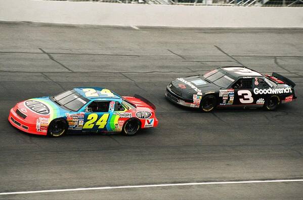 Nascar Art Print featuring the photograph Jeff Gordon and Dale Earnhardt by Retro Images Archive