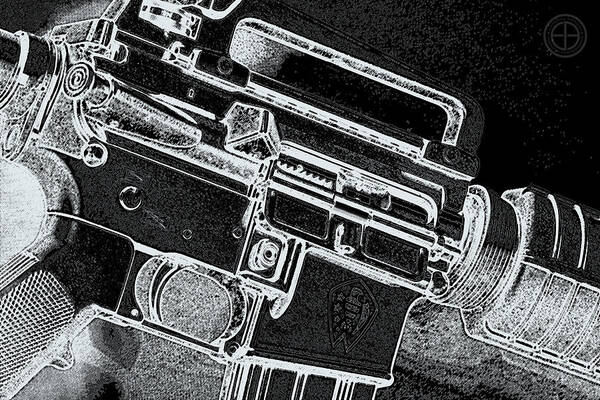 Gun Art Print featuring the digital art Dark Side by Jorge Estrada