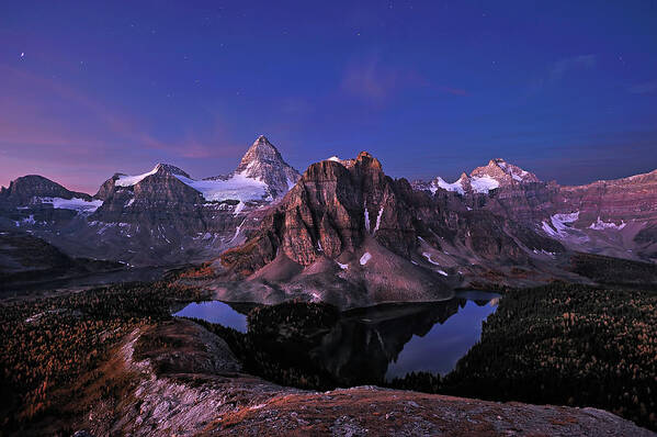 Scenics Art Print featuring the photograph Dawn At Mt. Assiniboine by Mengzhonghua Photography