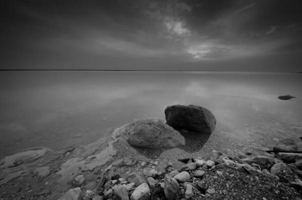 Israel Art Print featuring the photograph Dead Sea Sunrise Black and White by David Morefield