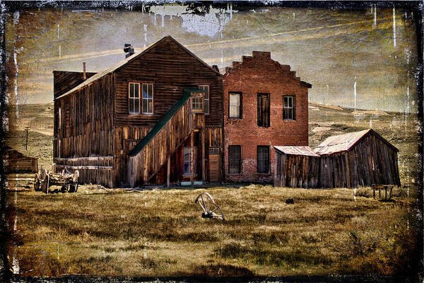 Bodie Art Print featuring the photograph Dechambeau Hotel and I.O.O.F. Building - textured by Lana Trussell