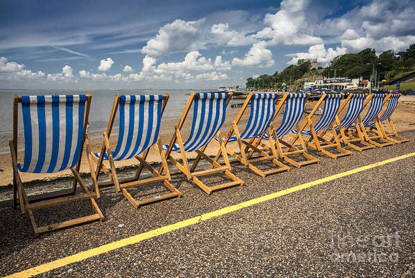 Empty Deckchairs Art Print featuring the photograph Deckchairs at Southend by Sheila Smart Fine Art Photography