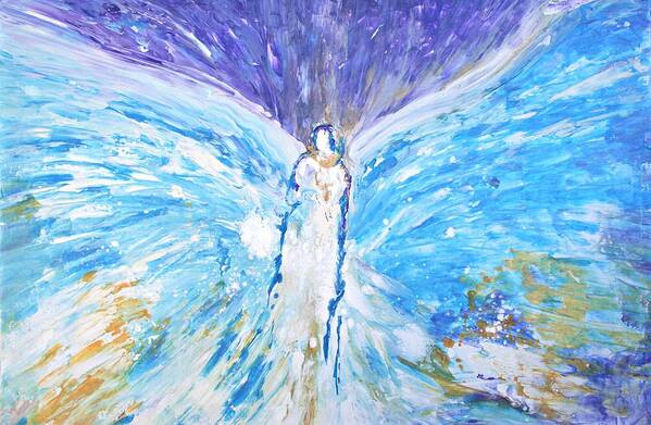 Healing Angel Art Print featuring the painting Healing Angel Apparition of Angels by Alma Yamazaki