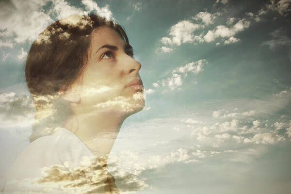 People Art Print featuring the photograph Double Exposure Of A Young Woman And by Owl Stories