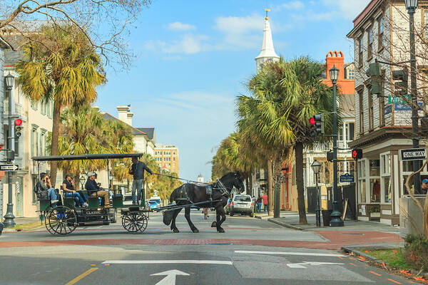 Charleston Art Print featuring the photograph Downtown Charleston Stroll by Patricia Schaefer