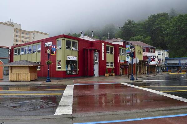Juneau Art Print featuring the photograph Downtown Juneau on a Rainy Day by Cathy Mahnke