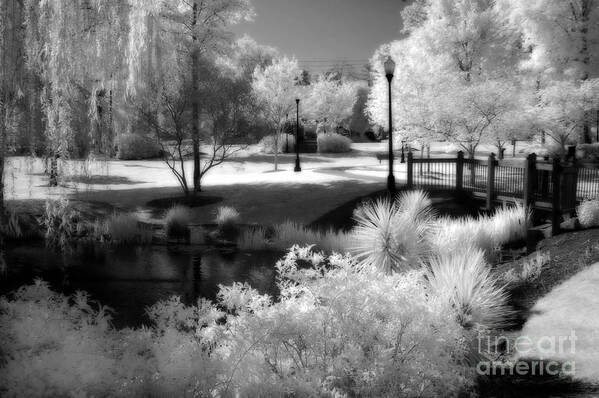 Infrared Art Print featuring the photograph Surreal Infrared Black White Infrared Nature Landscape - Infrared Photography by Kathy Fornal