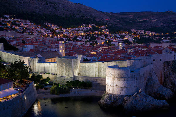 City Art Print featuring the photograph Dubrovnik at night by Alexey Stiop
