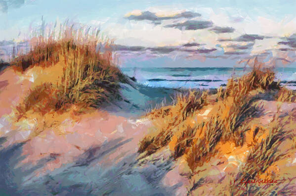 Ocean Art Print featuring the painting Dunes by Lynne Jenkins