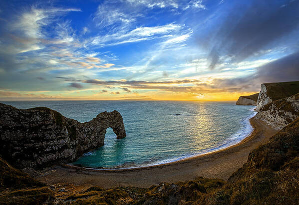 Durdle Door Art Print featuring the photograph Durdle Door Sunset by Ian Good