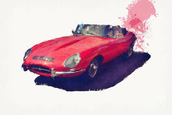 Jaguar Art Print featuring the digital art E Type by Roger Lighterness