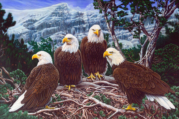 Larry Taugher Art Print featuring the painting Eagles by JQ Licensing