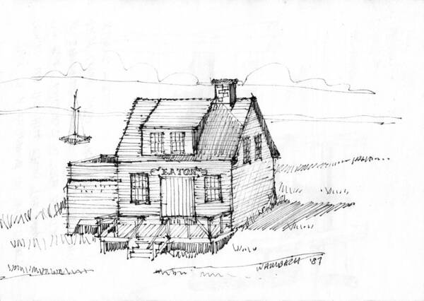 Monhegan Island Art Print featuring the drawing Eatons Residence by Richard Wambach