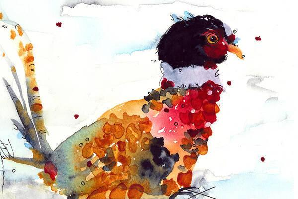 Pheasant Watercolor Art Print featuring the painting Edgar by Dawn Derman