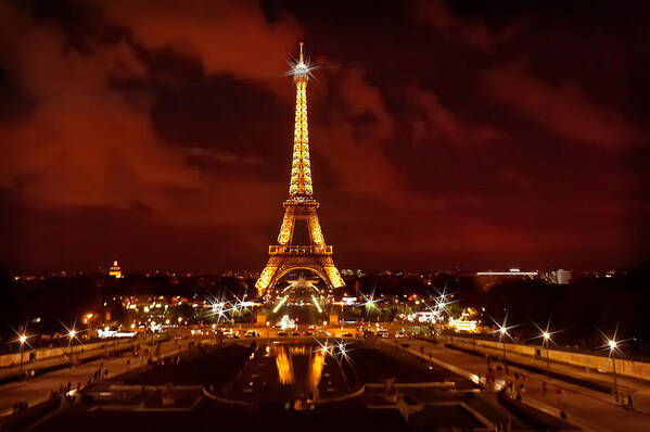 Crystal Art Print featuring the photograph Eiffel Tower After Sunset by Mitchell R Grosky