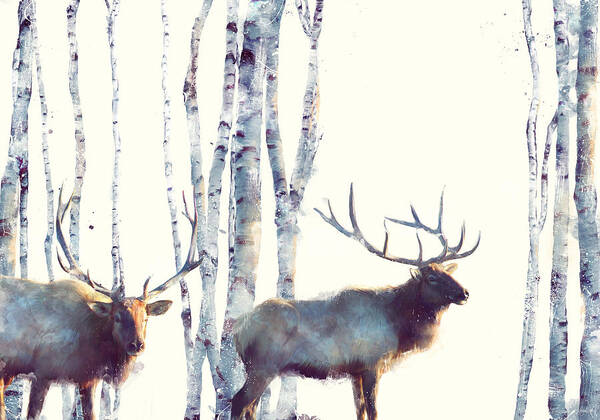 Elk Art Print featuring the painting Elk // Follow by Amy Hamilton