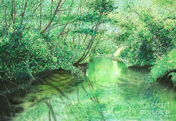 Landscape Art Print featuring the painting Emerald Stream by Lynn Quinn