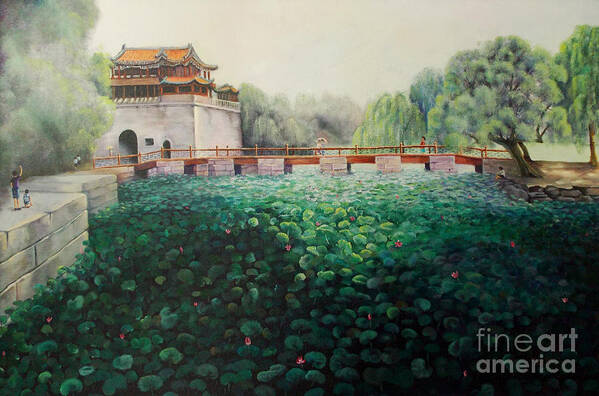 Landscape Art Print featuring the painting Emperor's Summer Palace by Marlene Book