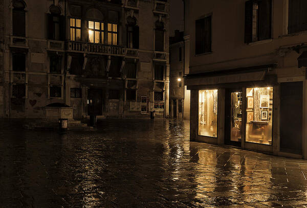 Venice Art Print featuring the photograph Winter's night in Venice by Marion Galt