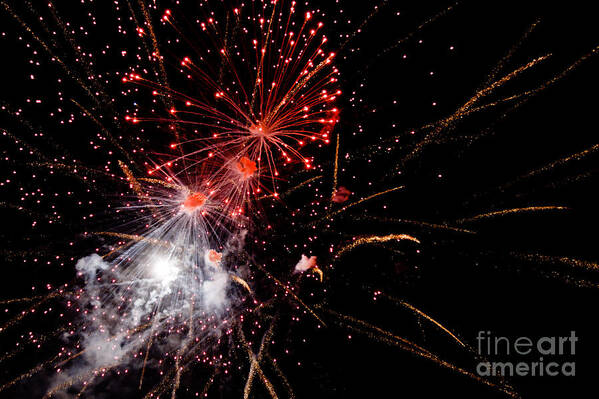Fireworks Art Print featuring the photograph End with a BANG by Cheryl Baxter
