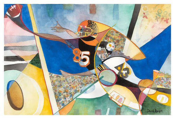 Football Art Print featuring the painting Endzone Catch by David Ralph
