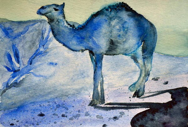 Camel Art Print featuring the painting Even Camels Get The Blues by Beverley Harper Tinsley