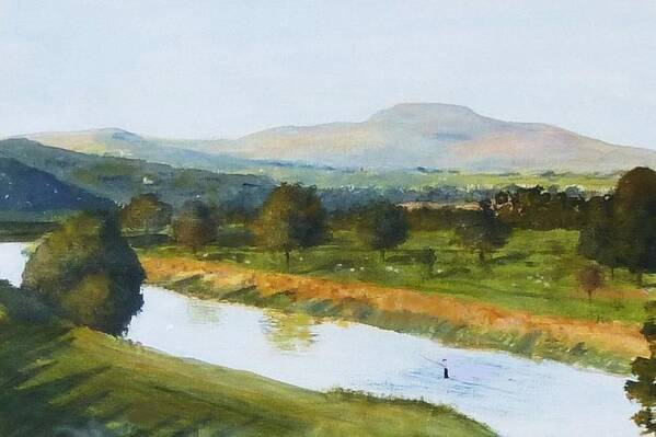 Crook O'lune Art Print featuring the painting Evening at the Crook o' Lune Caton, Lancashire by Nigel Radcliffe