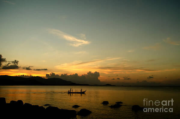 Michelle Meenawong Art Print featuring the photograph Evening Fishing by Michelle Meenawong