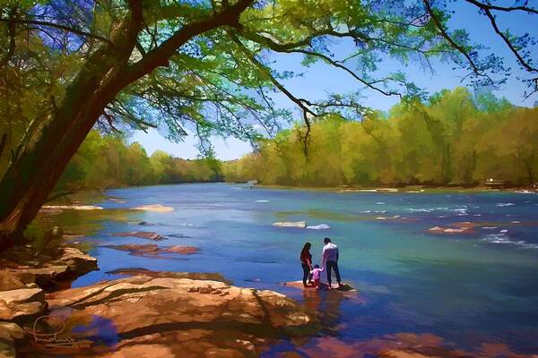 Landscape Art Print featuring the digital art Exploring the River by Ludwig Keck
