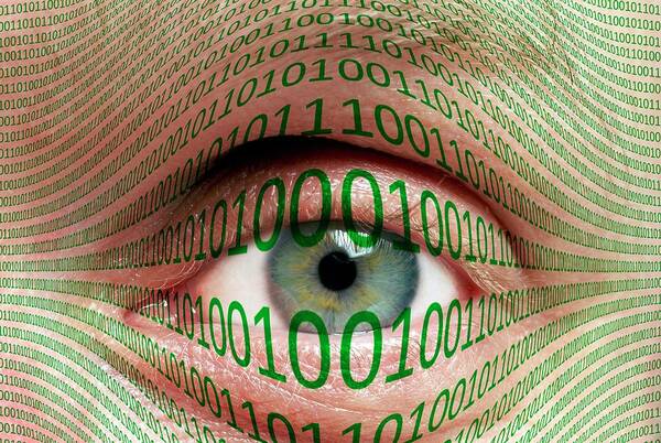 Eye Art Print featuring the photograph Eye And Binary Code by Victor De Schwanberg