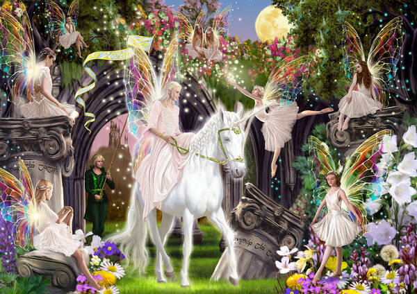Garry Walton Art Print featuring the photograph Fairy Queen with Unicorn by MGL Meiklejohn Graphics Licensing