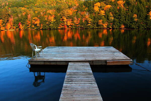 Dock Art Print featuring the photograph Fall Dock in VT by Andrea Galiffi