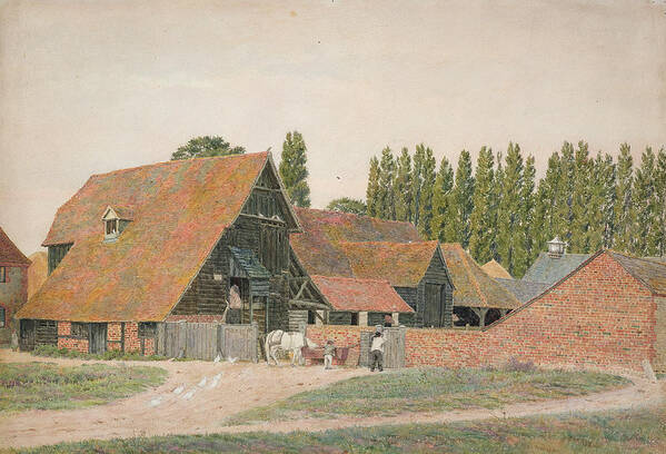 Agricultural Art Print featuring the drawing Farm Buildings, Dorchester, Oxfordshire by George Price Boyce