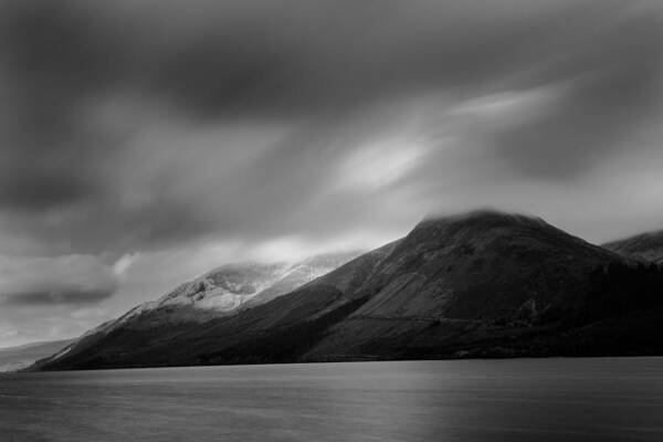 Black And White Art Print featuring the photograph Fast Clouds over Loch Ness by Dennis Dame
