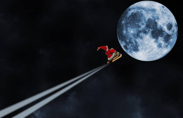 Santa Art Print featuring the photograph father-Christmas Santa riding on a sleigh by Christian Lagereek