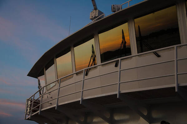 Ferry Art Print featuring the photograph Ferry Sunset by Steve Myrick