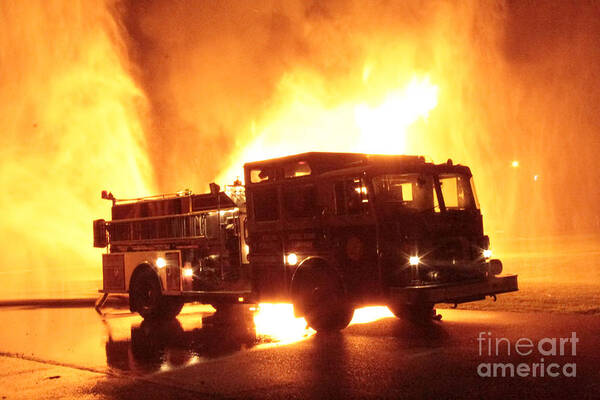 Fiery Fire Truck Art Print featuring the photograph Fiery Fire Truck by Jim Lepard