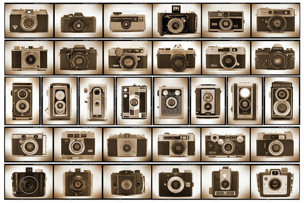 Vintage Cameras Art Print featuring the photograph Film Camera Proofs by Mike McGlothlen