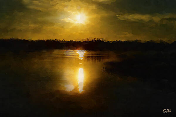 Digital Art Art Print featuring the painting Fine Art Digital Painting Sunset Weeki Wachee Florida by G Linsenmayer