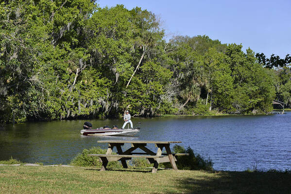 Ponce Art Print featuring the photograph Fishing at Ponce De Leon Springs FL by Alexandra Till
