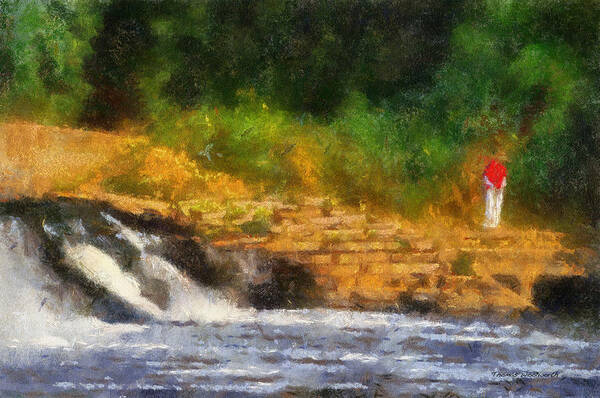 Spillway Art Print featuring the photograph Fishing At The Spillway 02 Photo Art by Thomas Woolworth