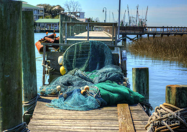 Scenic Art Print featuring the photograph Fishing Nets by Kathy Baccari