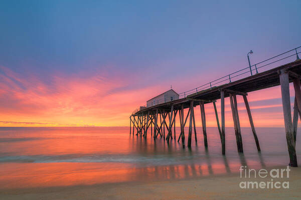 Fishing Pier Sunrise Art Print featuring the photograph Fishing Pier Sunrise by Michael Ver Sprill