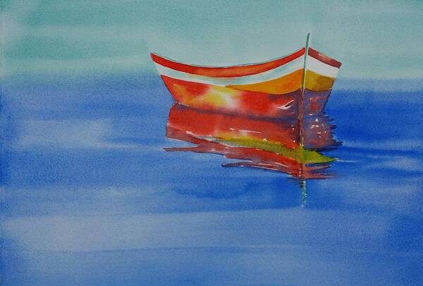 Boat Art Print featuring the painting Floating by Tara Moorman