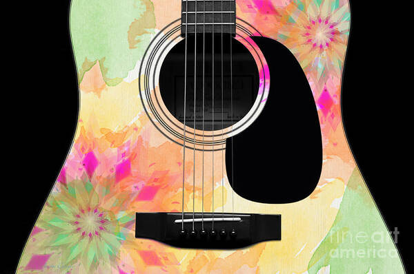 Abstract Art Print featuring the digital art Floral Abstract Guitar 12 by Andee Design