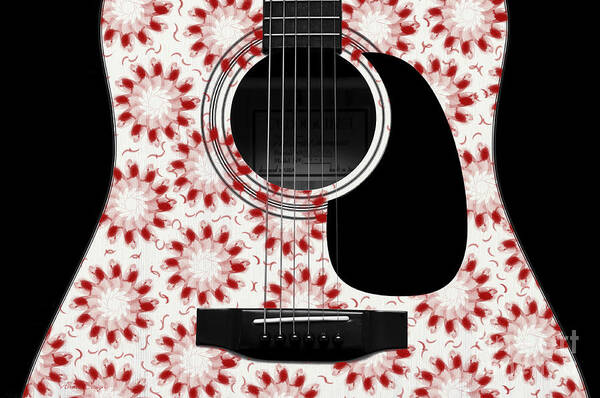 Abstract Art Print featuring the digital art Floral Abstract Guitar 24 by Andee Design