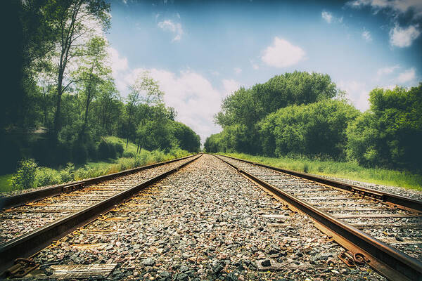 Train Tracks Art Print featuring the photograph Follow The Tracks by Bill and Linda Tiepelman