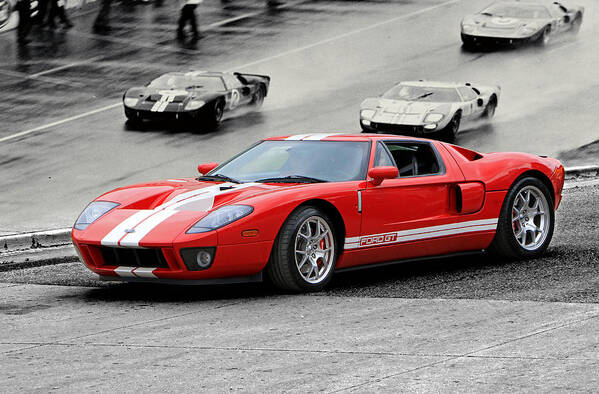 Ford Art Print featuring the photograph Ford GT and GT40 1966 Le Mans Win by Christopher McKenzie