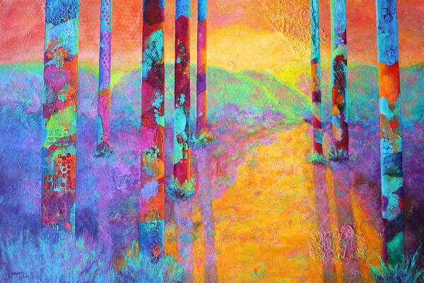 Forest Art Print featuring the painting Forest Fantasy by Nancy Jolley